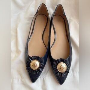 Tory Burch Navy Flats with Gold Accents